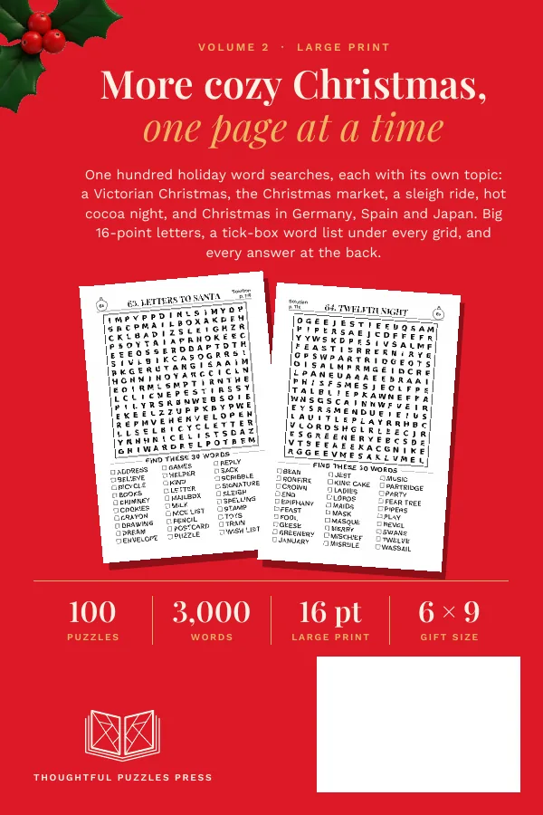 Back cover of Large Print Christmas Word Search for Teens, Adults & Seniors, Volume 2