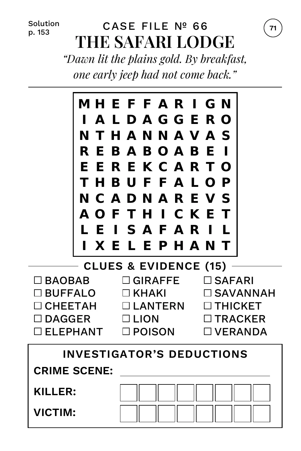 Puzzle 66: The Safari Lodge