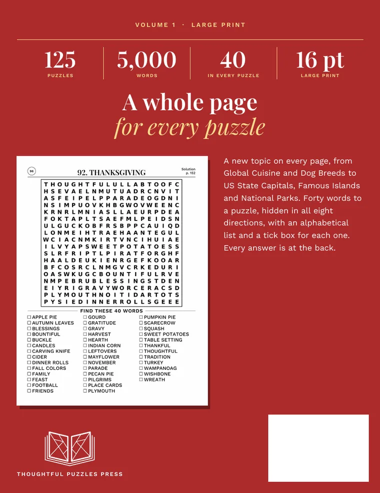 Back cover of The Big Word Search Book for Adults, Volume 1